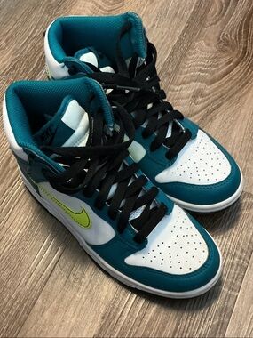 Nike Kids Teal, White & Lime High-Top Sneakers